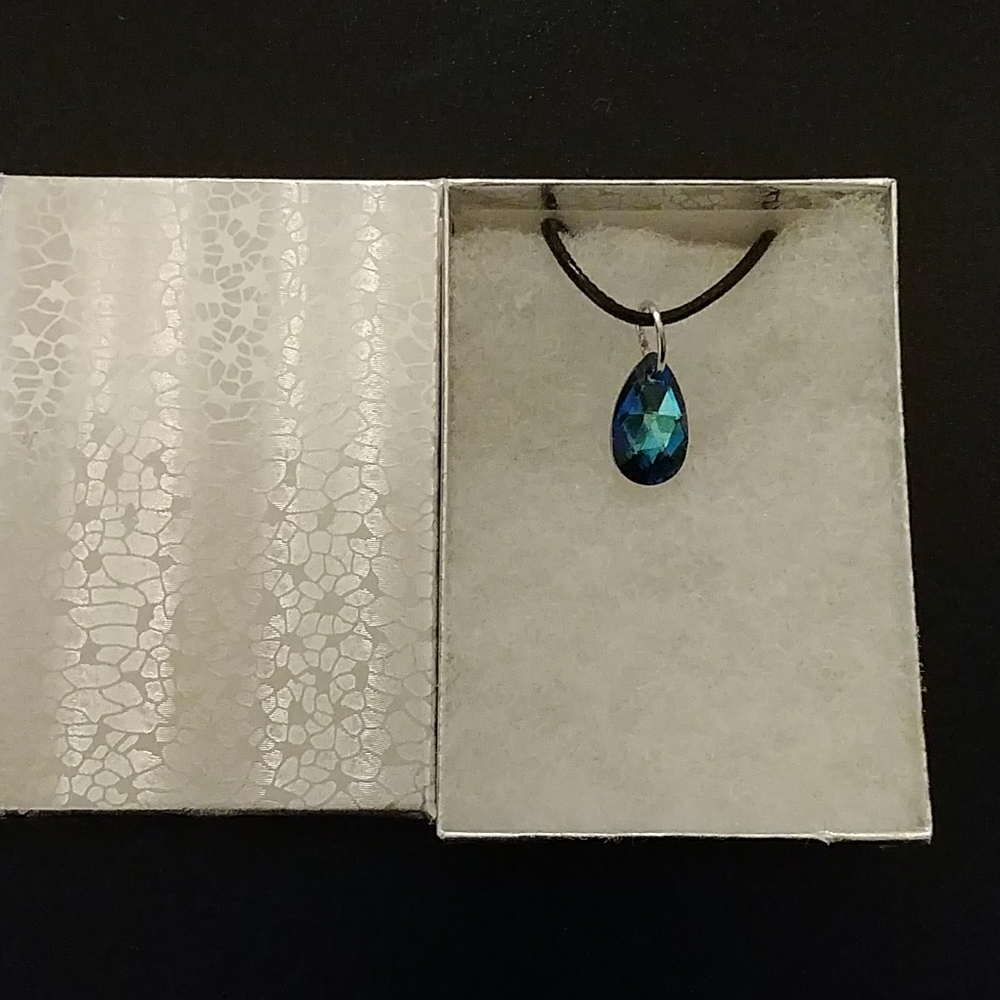 Neptune Blue Crystal Teardrop Necklace - Picture 7 of 8